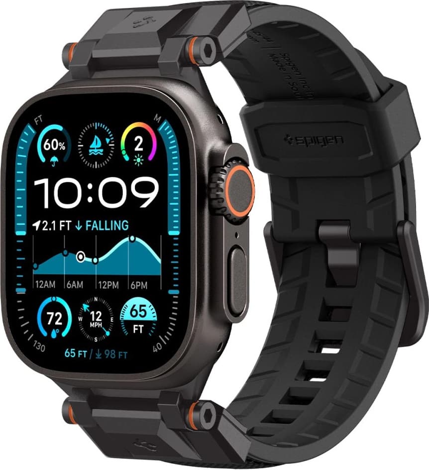 Силиконова каишка за Apple Watch 42мм, 44мм, 45мм, 46мм, Ultra, Ultra 2 49мм - Spigen DuraPro Armor Band (черен)
