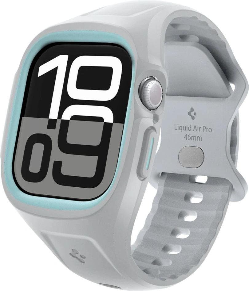 Удароустойчив TPU кейс с вградена каишка за Apple Watch 10 46мм (2024) - Spigen Liquid Air Pro Case (сив)