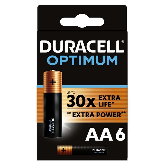 DURACELL Optimum AA, батерии, 6 бр.