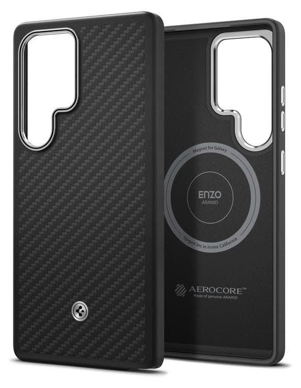 Кевларен кейс с MagSafe за Samsung Galaxy S25 Ultra (черен) - Spigen Enzo Aramid MagSafe Case