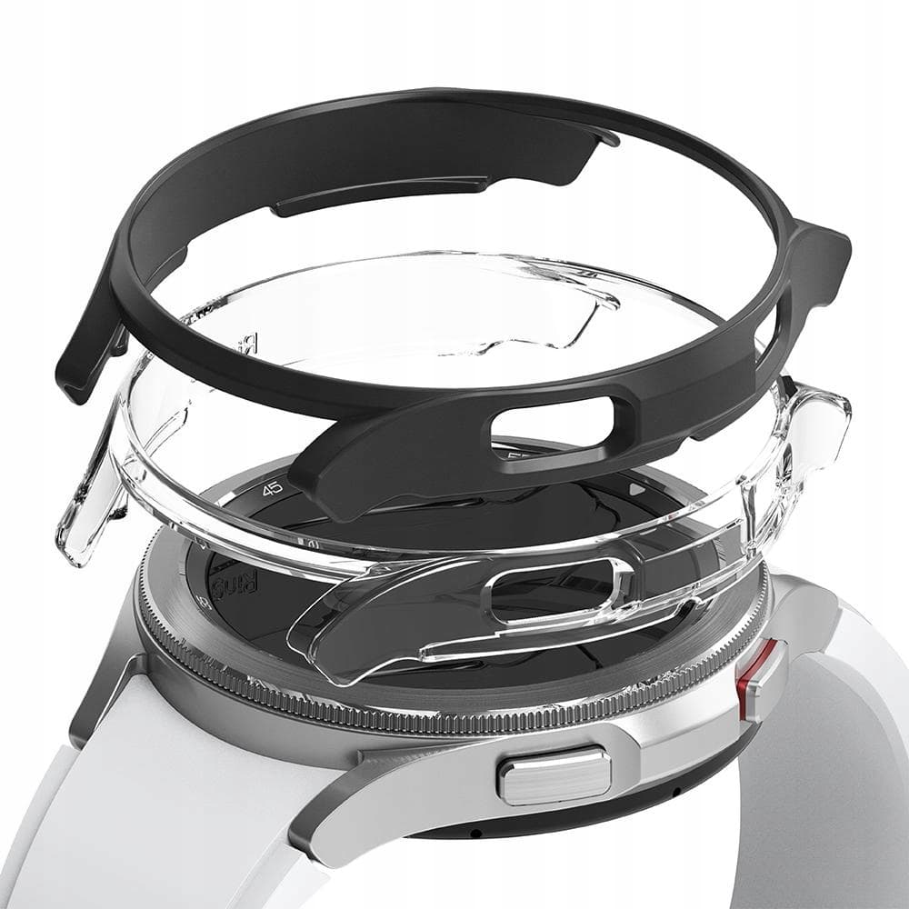 Комплект от два броя качествен твърд кейс за Samsung Galaxy Watch 4 Classic 46 мм (прозрачен и черен) - Ringke 2x Slim Watch Case (2 броя)
