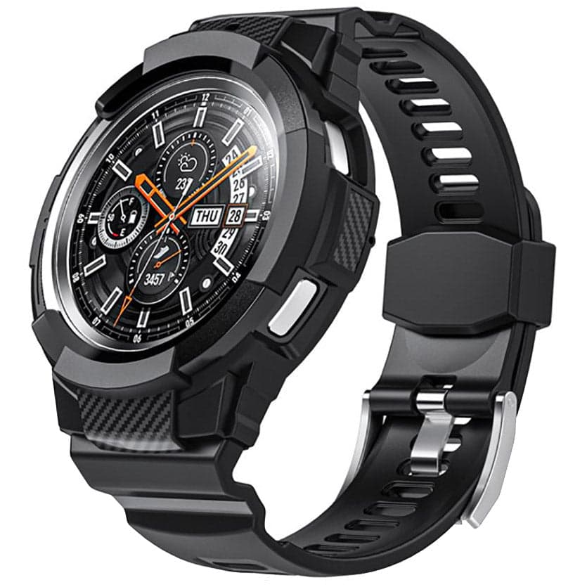 Удароустойчив TPU кейс с вградена силиконова каишка за Samsung Galaxy Watch 4 Classic 46mm - Tech-Protect Scout Pro Case (черен)