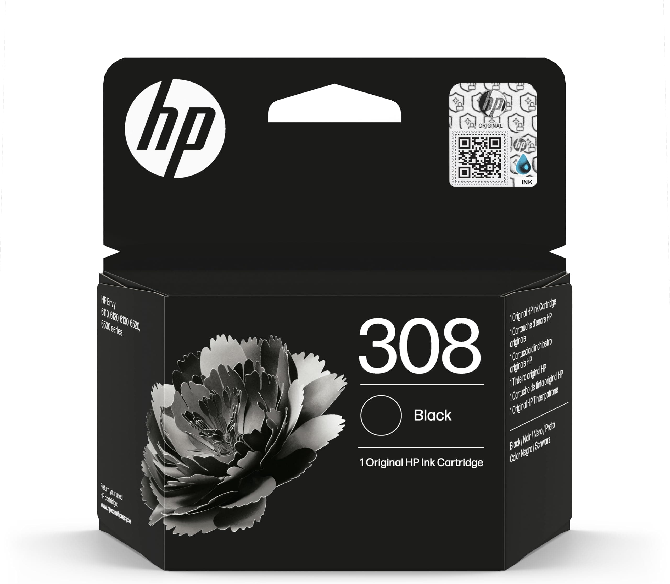 Оригинална черна касета с мастило HP 308
