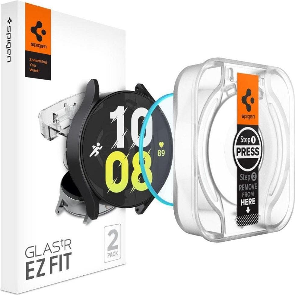 Стъклени защитни покрития за дисплея на Samsung Galaxy Watch 6 44мм - Spigen Tempered Glass GLAS.tR EZ Fit (2 броя)
