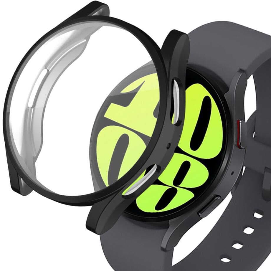 Качествен силиконов (TPU) кейс с вграден протектор за дисплея на Samsung Galaxy Watch 6 40мм - Tech-protect Defense360 Case (черен-прозрачен)