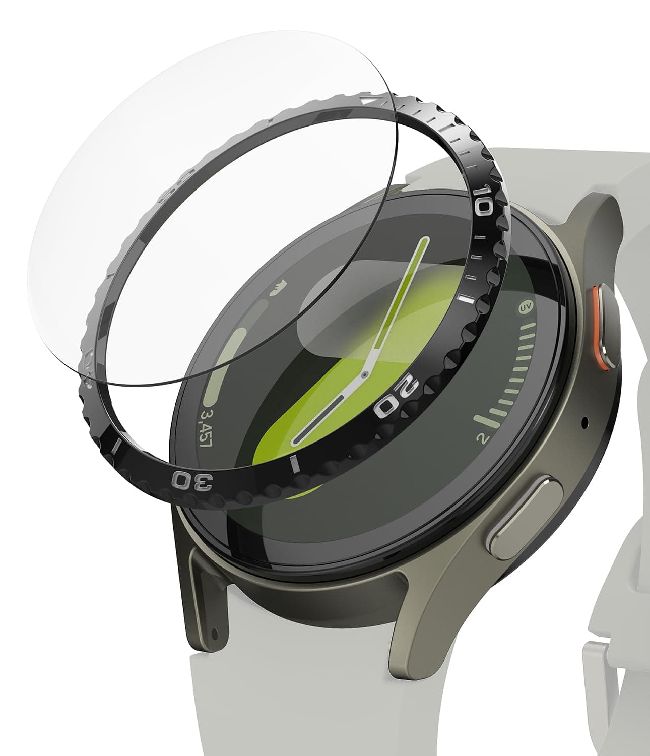 Комплект рамка от неръждаема стомана и стъклено защитно покритие за Samsung Galaxy Watch 7 40мм - Ringke Bezel Styling Stainless Steel Black Pattern 6 (черен)