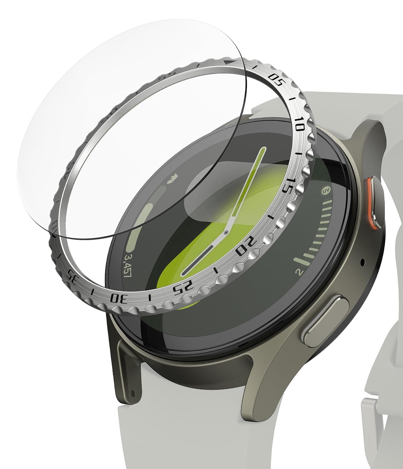 Комплект рамка от неръждаема стомана и стъклено защитно покритие за Samsung Galaxy Watch 7 40мм - Ringke Bezel Styling Stainless Steel Silver Pattern 5 (сребрист)