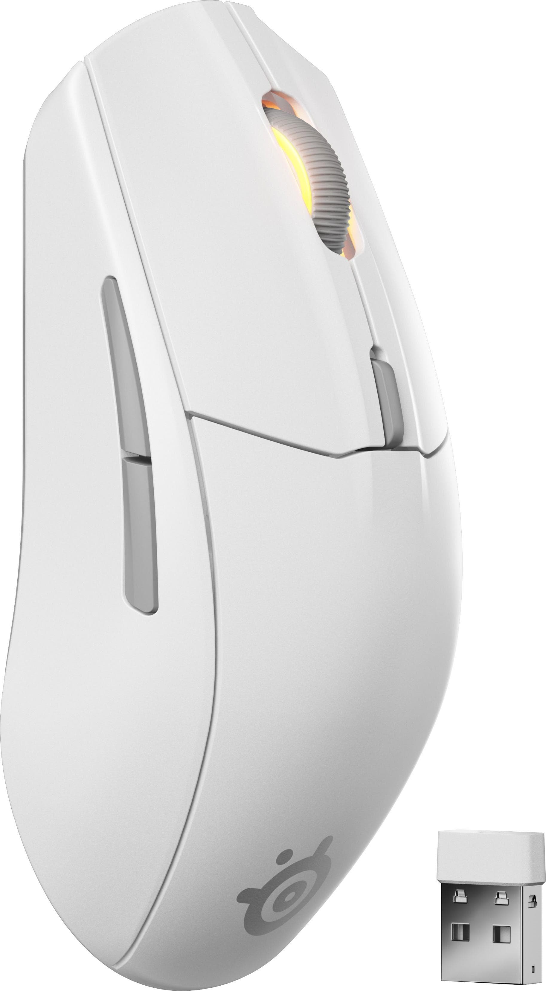 Мишка SteelSeries Rival 3 Gen2, оптична (18 000 dpi), безжична, Bluetooth, USB, бяла, гейминг, 6 бутона, TrueMove Air сензор