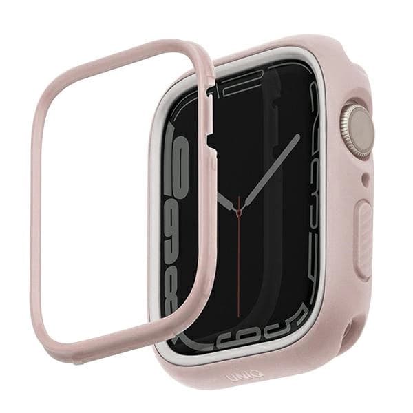 Силиконов (TPU) кейс с две сменяеми поликарбонатни части за Apple Watch 7 41мм, Apple Watch 8 41мм - Uniq Moduo Apple Watch Case (розов)