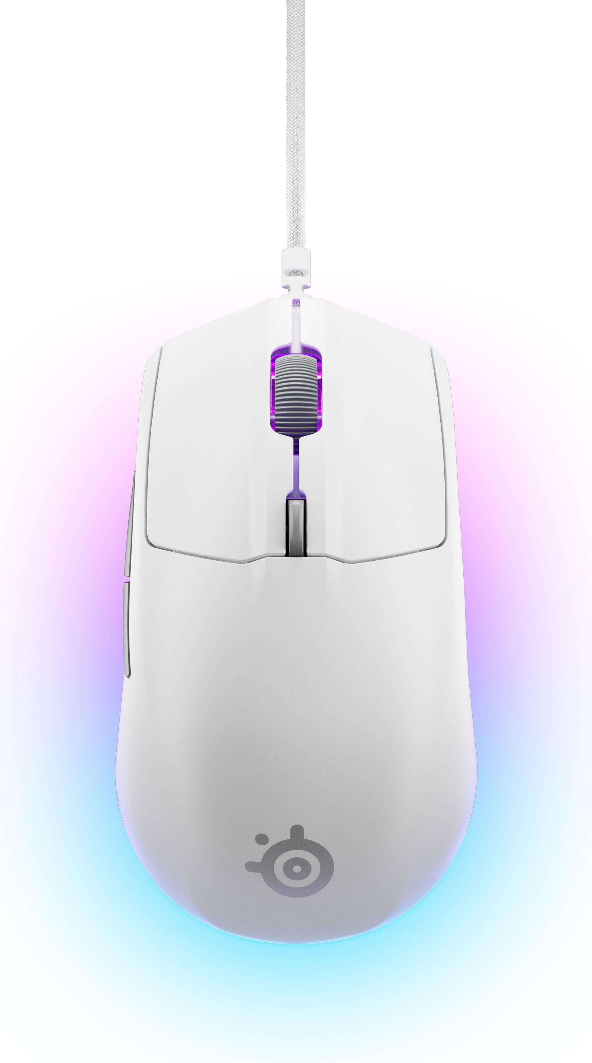 Мишка SteelSeries Rival 3 Gen 2, оптична (8500 dpi), USB, бяла, гейминг, 6 бутона, TrueMove Core сензор