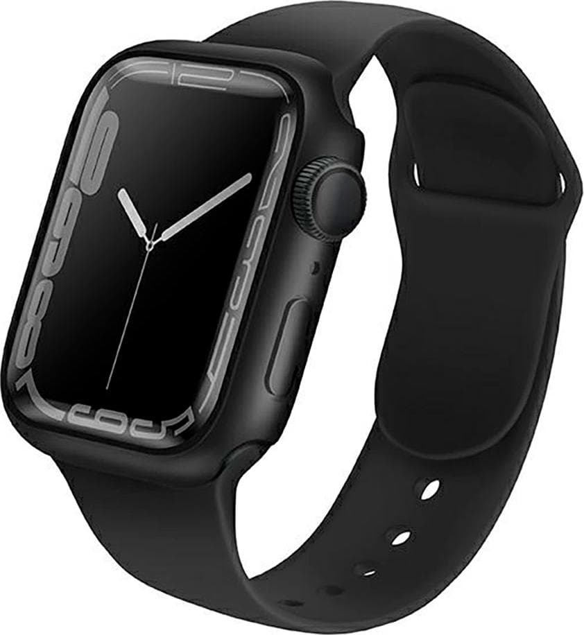 Качествен твърд кейс с вграден стъклен протектор за дисплея на Apple Watch 7 41мм - Uniq Legion Apple Watch Case 41mm (черен)