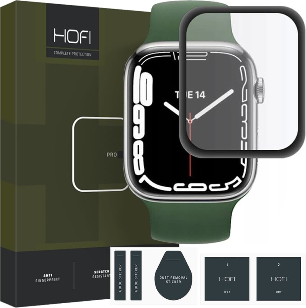 Калено стъклено защитно покритие на Apple Watch 7 41мм - Hofi Glass Pro Plus Screen Protector (черен-прозрачен)