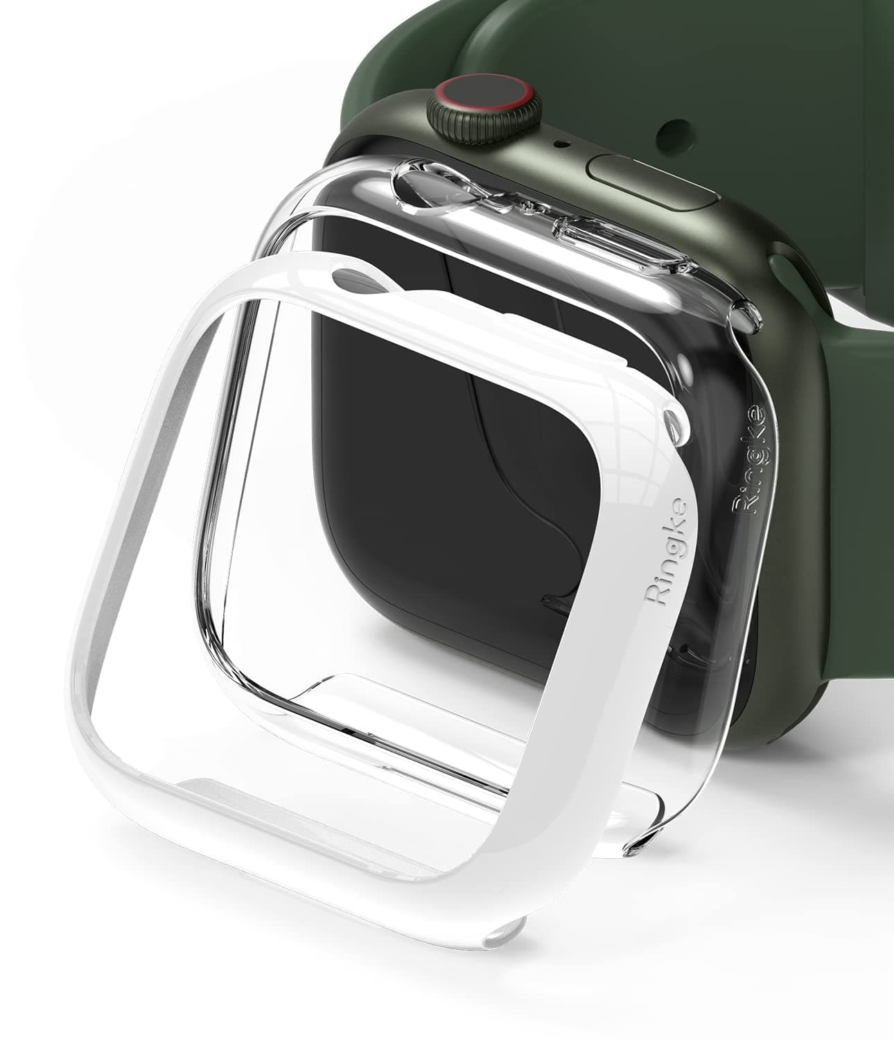 Комплект от два броя качествен твърд кейс за Apple Watch 7 41мм (прозрачен и бял) - Ringke 2x Slim Watch Case (2 броя)