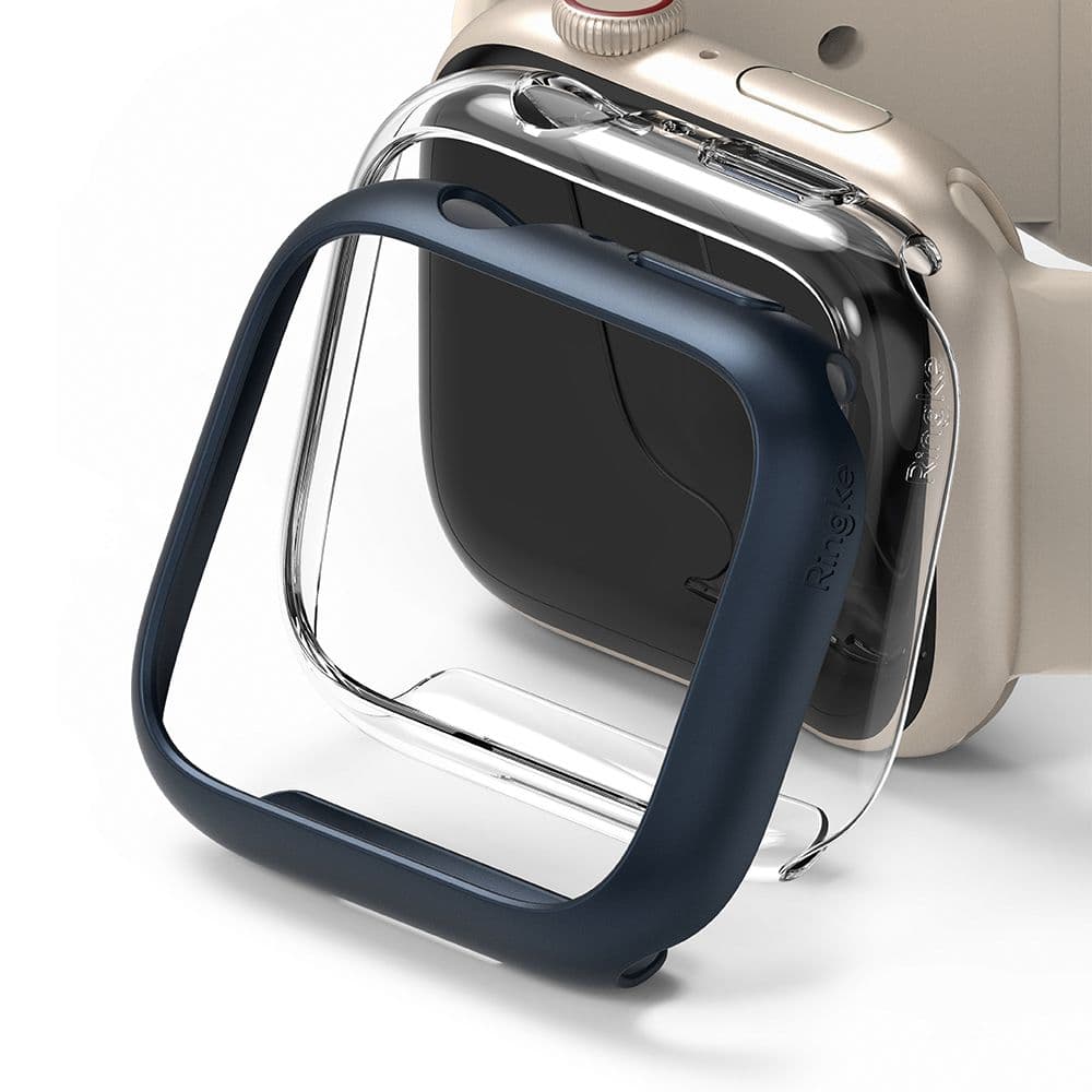 Комплект от два броя качествен твърд кейс за Apple Watch 7 41мм (прозрачен и син) - Ringke 2x Slim Watch Case (2 броя)