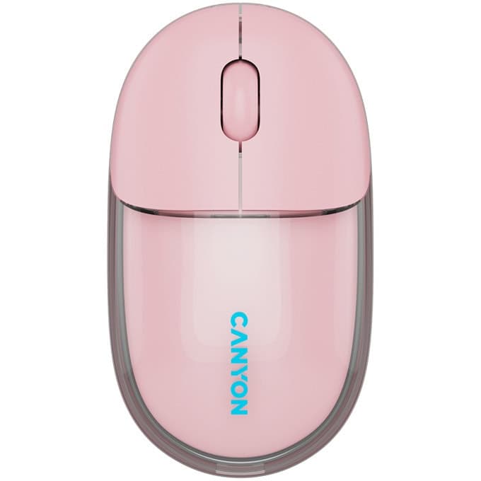 Мишка Canyon OnClick 24 Transparent/Pink, оптична (1200dpi), безжична, Bluetooth, USB, розова