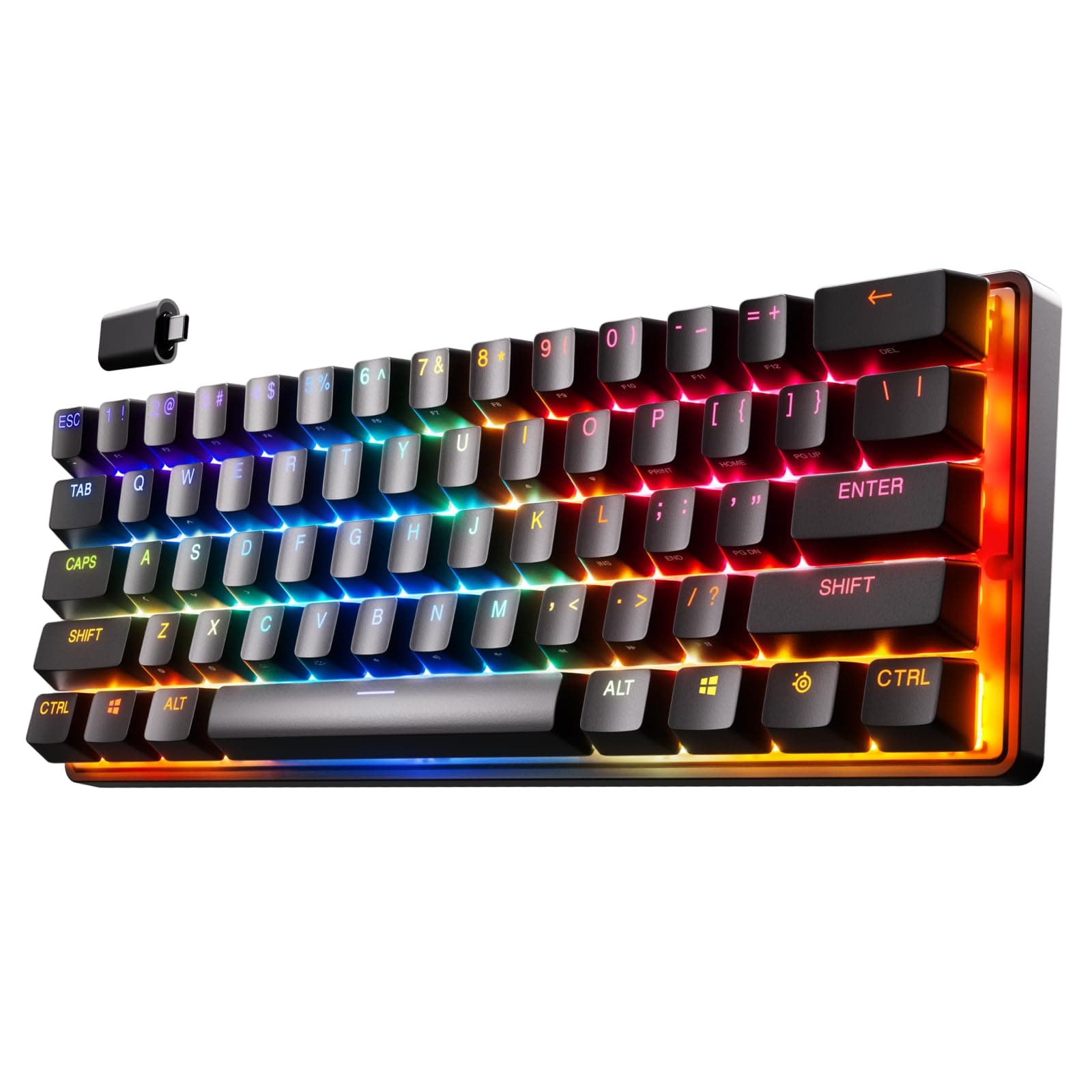 Клавиатура SteelSeries Apex Pro Mini Wireless US (5707119044912), гейминг, безжична, механична, OmniPoint 2.0 Adjustable суичове, RGB подсветка, US layout, черна, Bluetooth