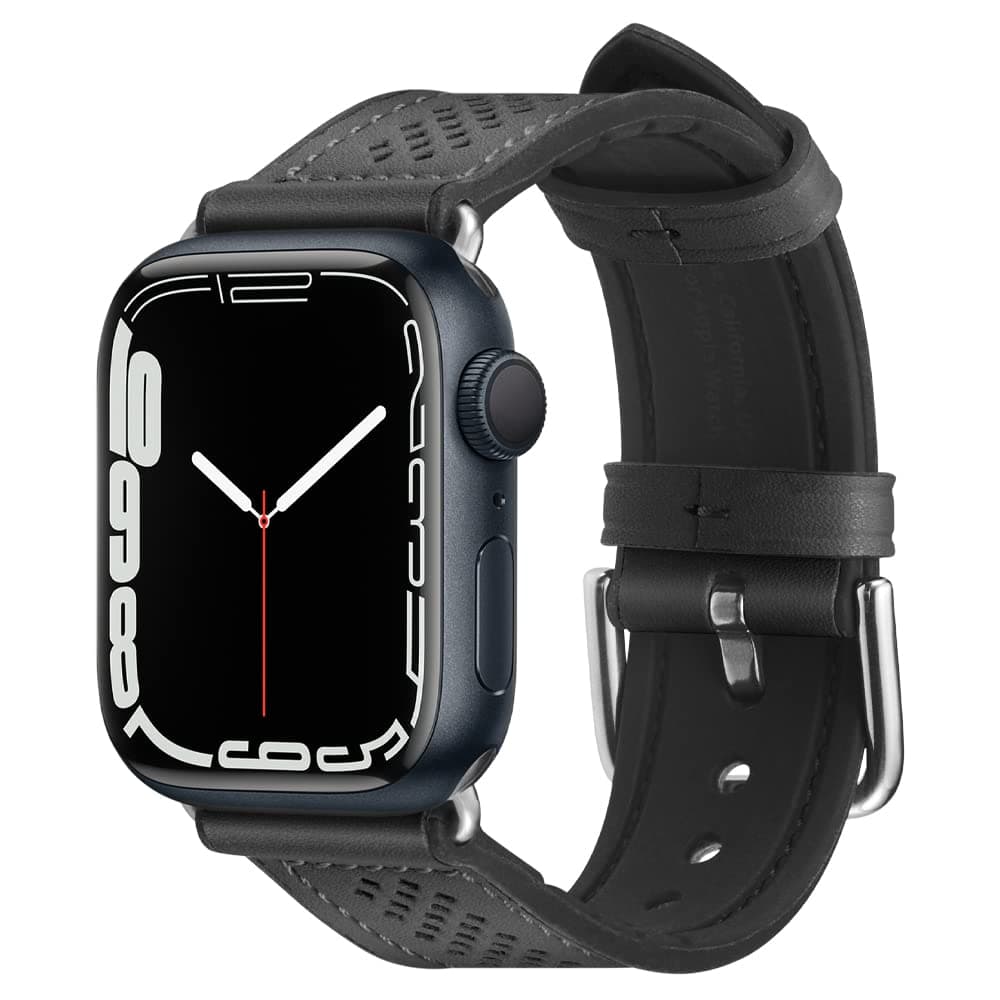 Кожена каишка за Apple Watch 38мм, 40мм, 41мм - Spigen Retro Fit Band (черен)