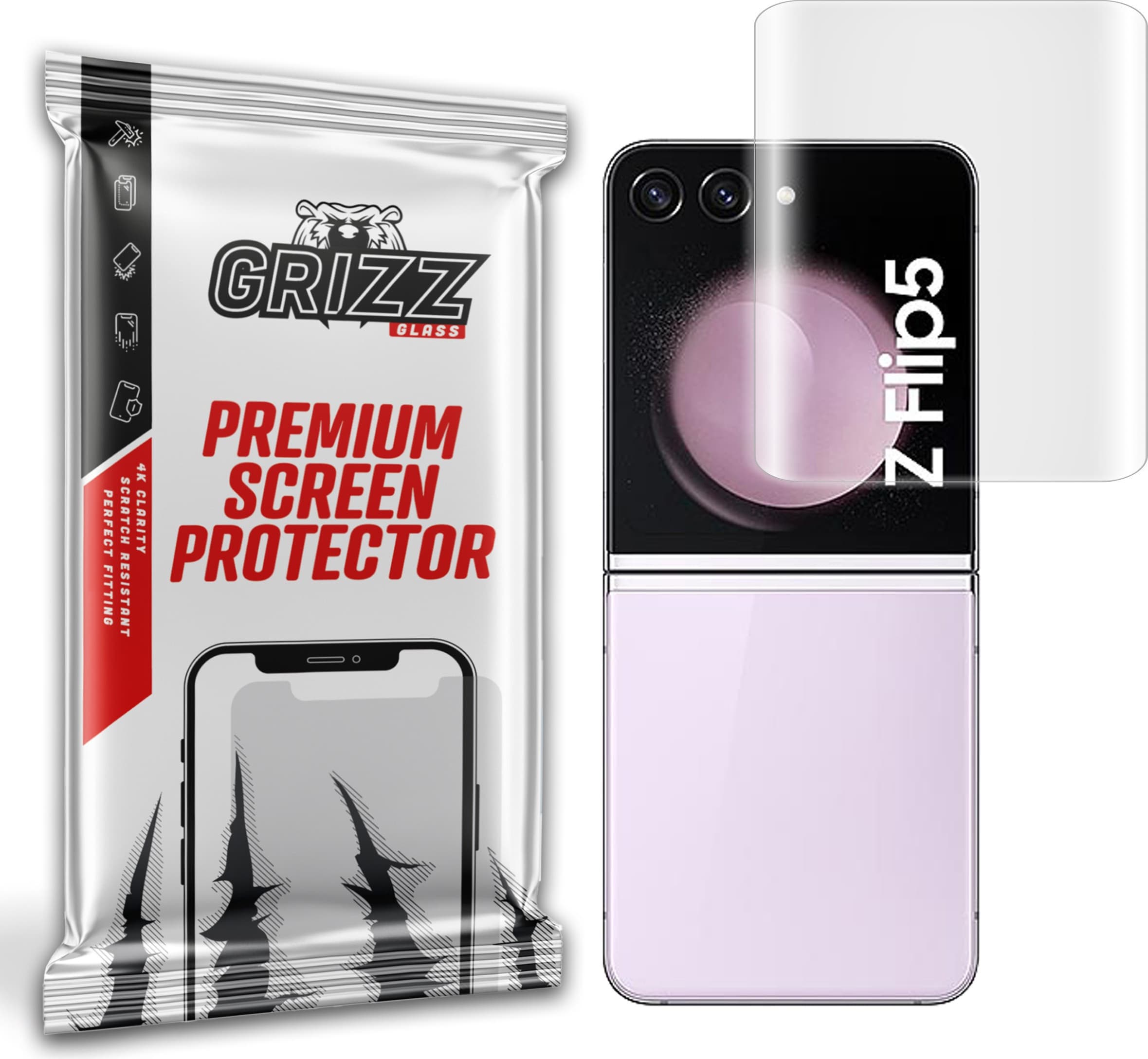 Хибридно защитно покритие за външния дисплей на Samsung Galaxy Z Flip5 - GrizzGlass Hydrofilm Screen Protector Screen Protector (прозрачен)