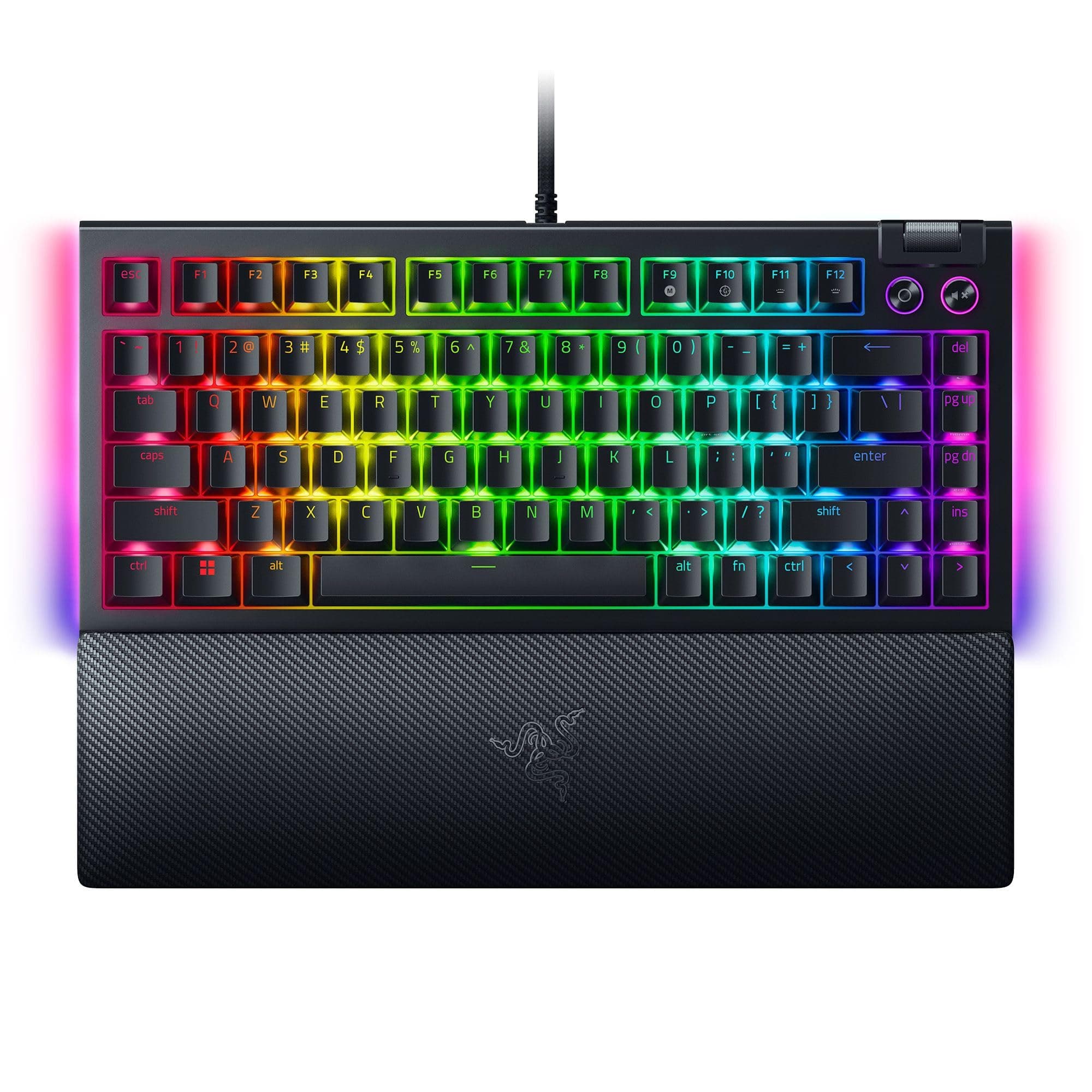 Клавиатура Razer BlackWidow V4 (RZ03-05000400-R3E1), механична, оранжеви Razer суичове, гейминг, ISO Layout, RGB подсветка, черна, USB-C