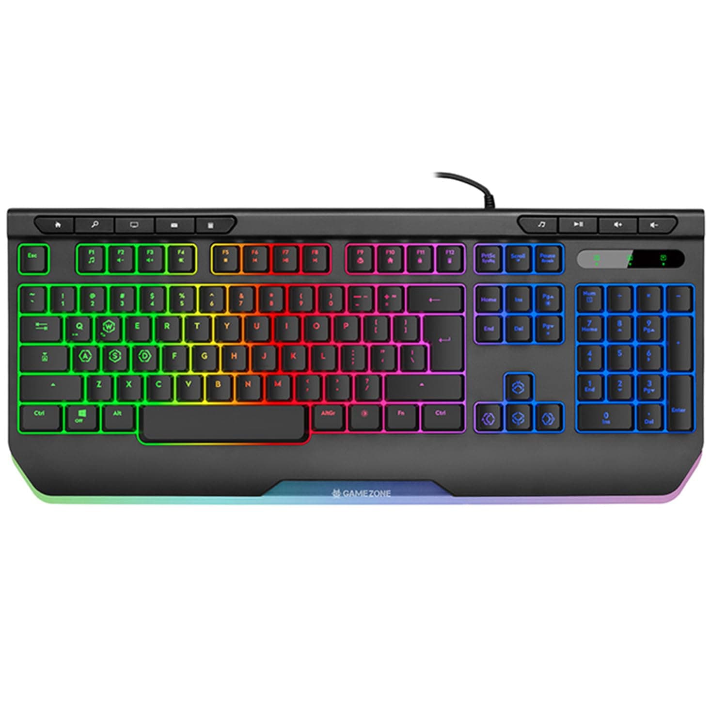 Клавиатура Tracer Gamezone Ray X, гейминг, мултимедийни бутони, RGB подсветка, черна, USB