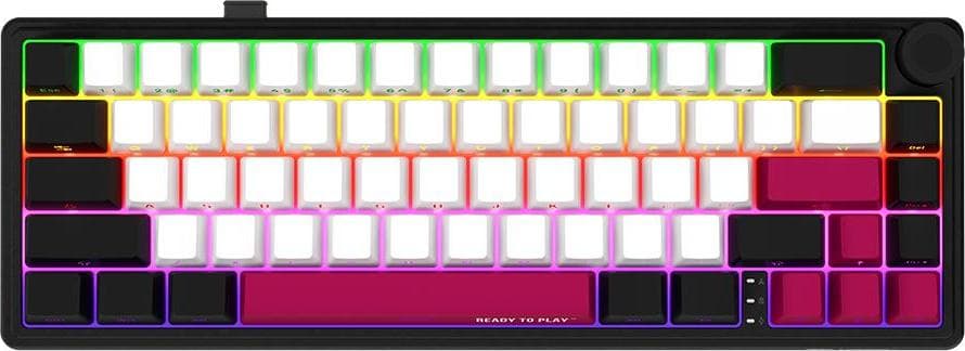 Клавиатура Lorgar KBP70MW, безжична, механична, Toxic Purple Linear суичове, гейминг, RGB подсветка, черна, USB
