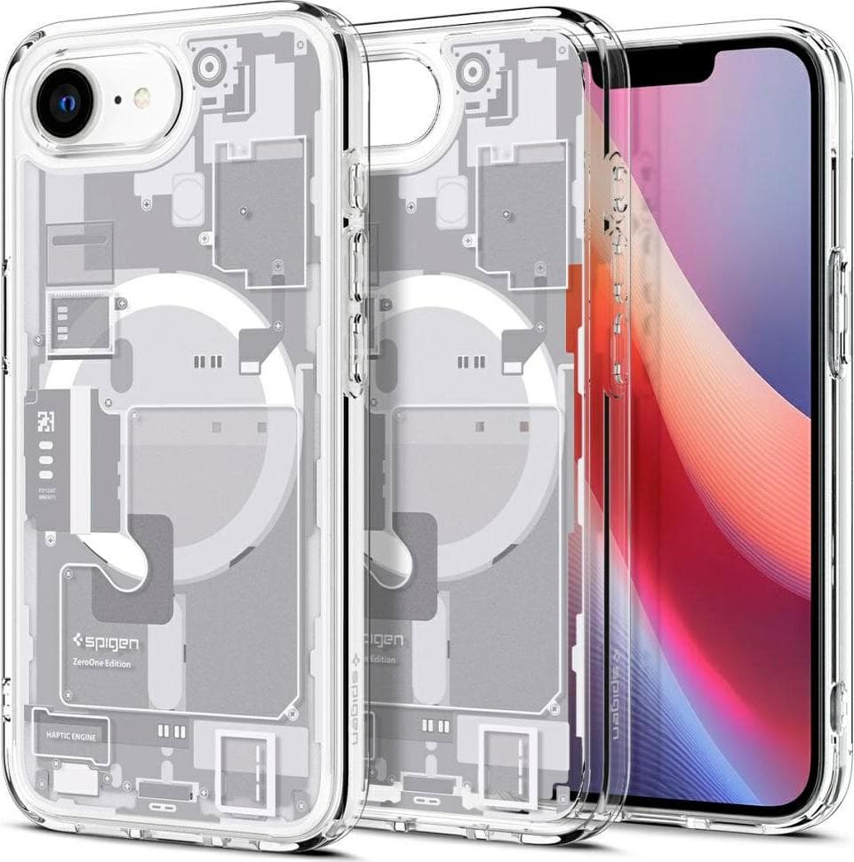 Хибриден кейс с висока степен на защита с MagSafe за iPhone 16e (прозрачен-бял) - Spigen Ultra Hybrid MagSafe Zero One Case