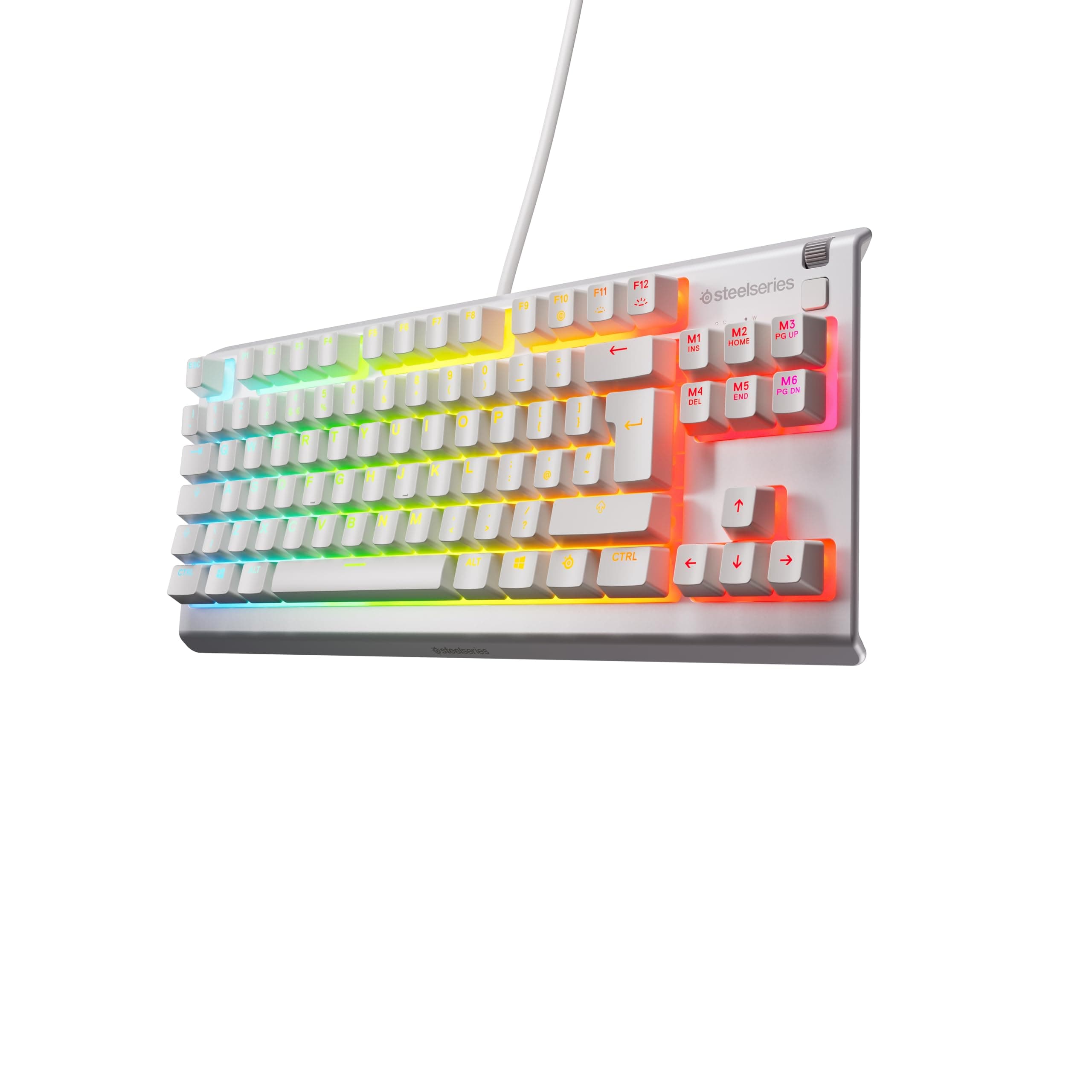 Клавиатура SteelSeries Apex 3 TKL, механична, гейминг, RGB подсветка, UK подредба, бяла, USB