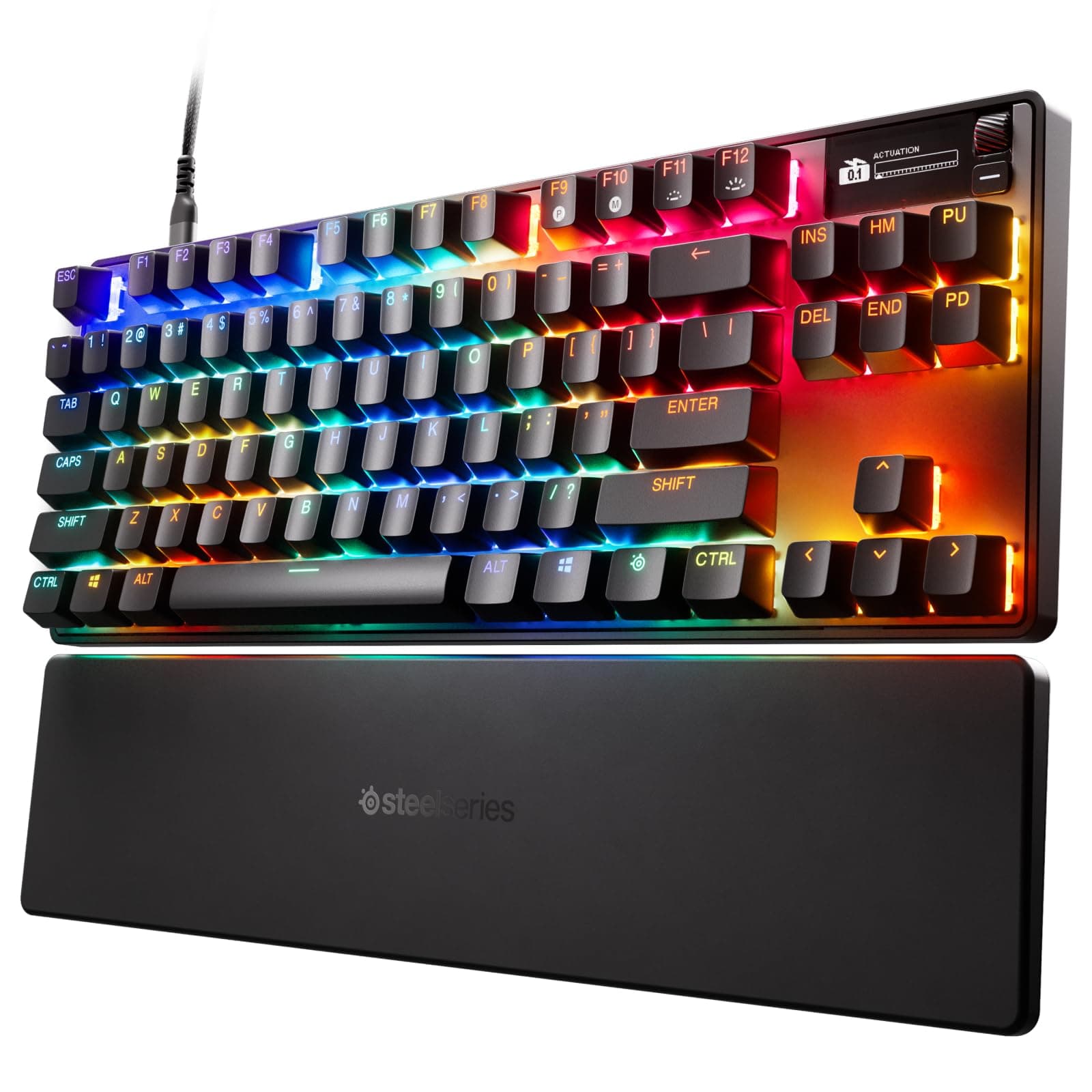 Клавиатура SteelSeries Apex Pro TKL Gen 3, механична, OmniPoint 3.0 Adjustable HyperMagnetic суичове, гейминг, RGB подсветка, US подредба, черна, USB