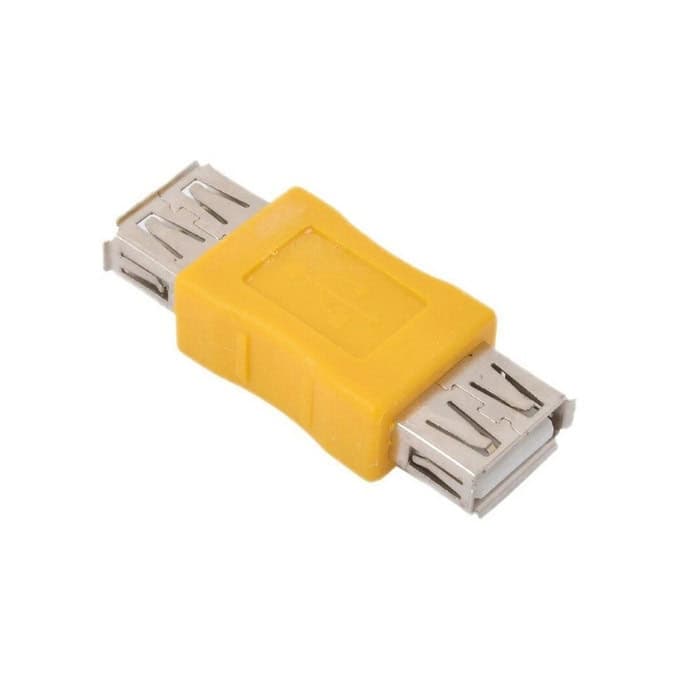 Преходник VCom CA408, от USB A(ж) към USB A(ж), жълт
