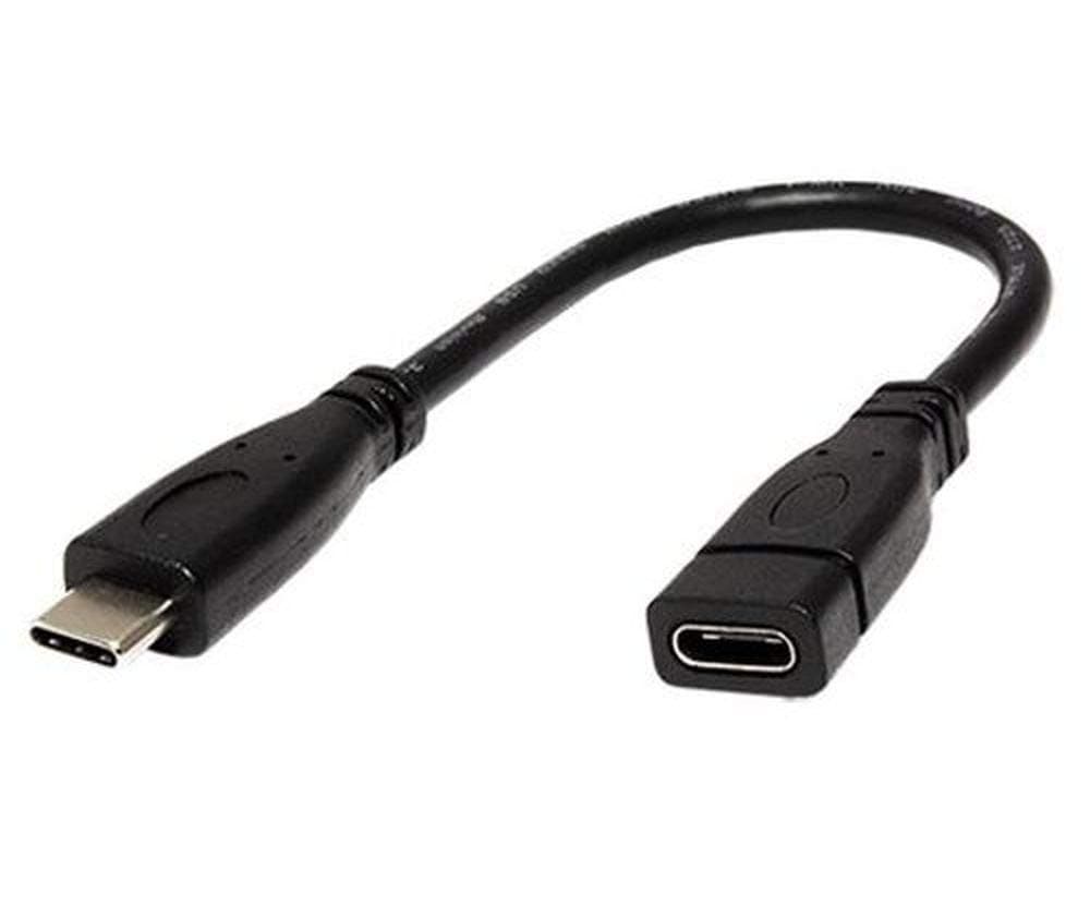 Кабел Roline 11.02.9015, от USB Type C(м) към USB Type C(ж), 0.15m, черен