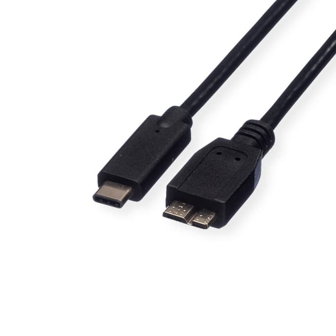 Кабел Roline 11.02.9006, от USB Type C(м) към USB Micro B 3.0(м), 1m, черен