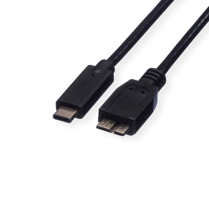 Кабел Roline 11.02.9005, от USB Type C(м) към USB Type Micro B 3.0(м), 0.5m, черен