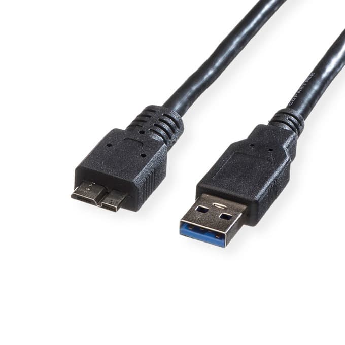 Кабел Roline 11.02.8877, от USB Type A(м) към USB Type Micro B 3.0(м), 3m, черен