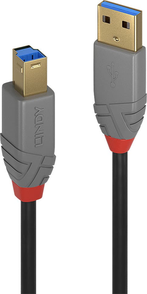 Кабел Lindy Anthra Line, от USB Type-A 3.0 (м) към USB Type-B 3,0 (м), 2.0 м, черен