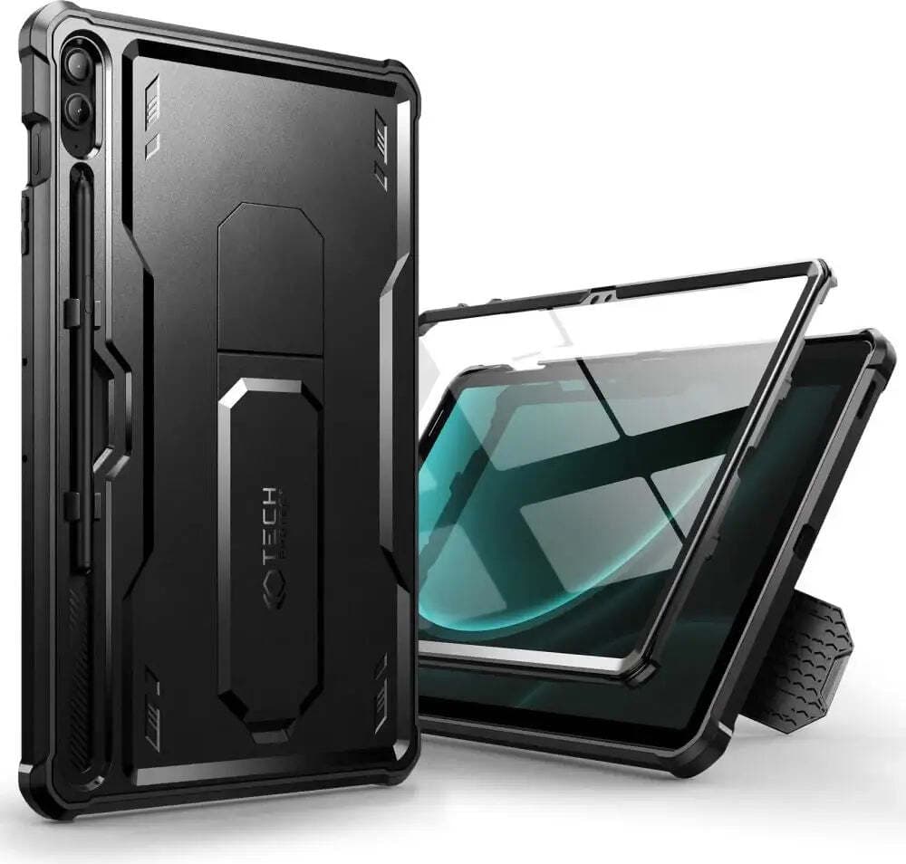 Кейс с изключителна защита и поставка за Samsung Galaxy Tab S9 FE Plus - Tech-Protect Kevlar Pro Case (черен)