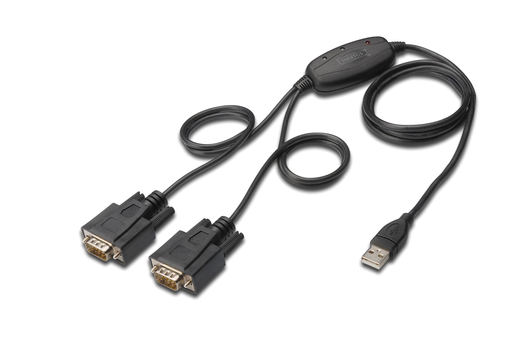 Преходник ASSMANN DA-70158, USB A(м) към 2x RS232(м), 1.5m, черен