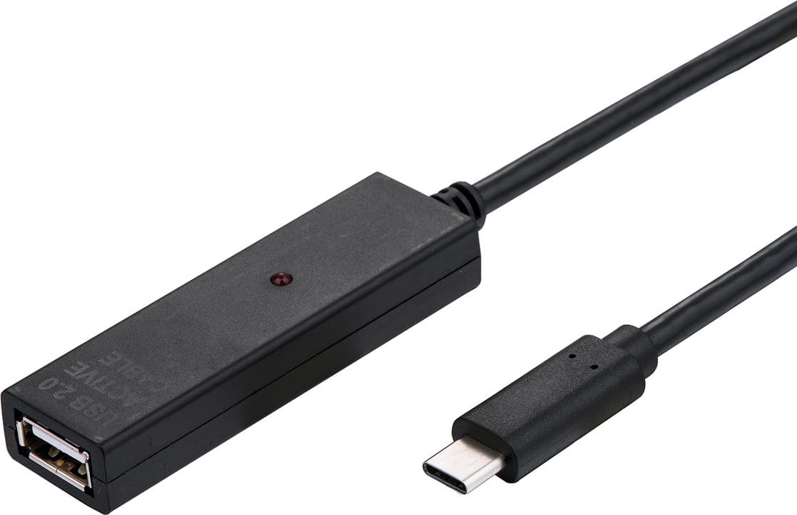 Кабел Roline Value 12.99.1113, от USB C(м) към USB A(ж), 15 m, черен