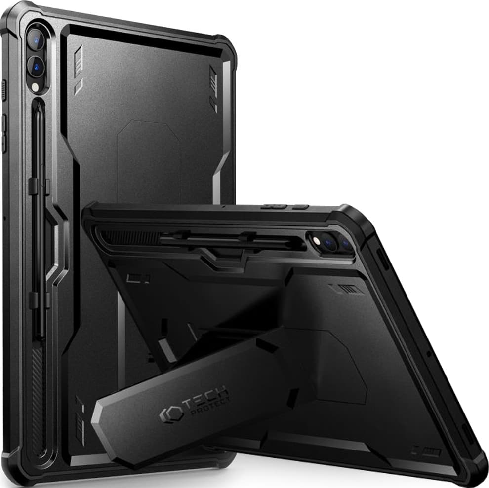 Кейс с изключителна защита и поставка за Samsung Galaxy Tab S9 Plus - Tech-Protect Kevlar Pro Case (черен)