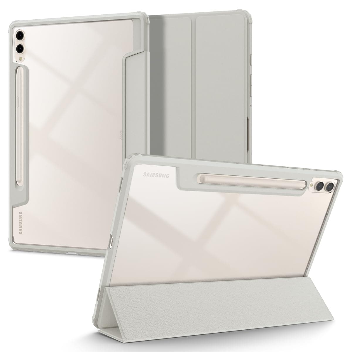 Удароустойчив хибриден кейс от най-висок клас с поставка за Samsung Galaxy Tab S9 Plus - Spigen Ultra Hybrid Pro Case (сив)