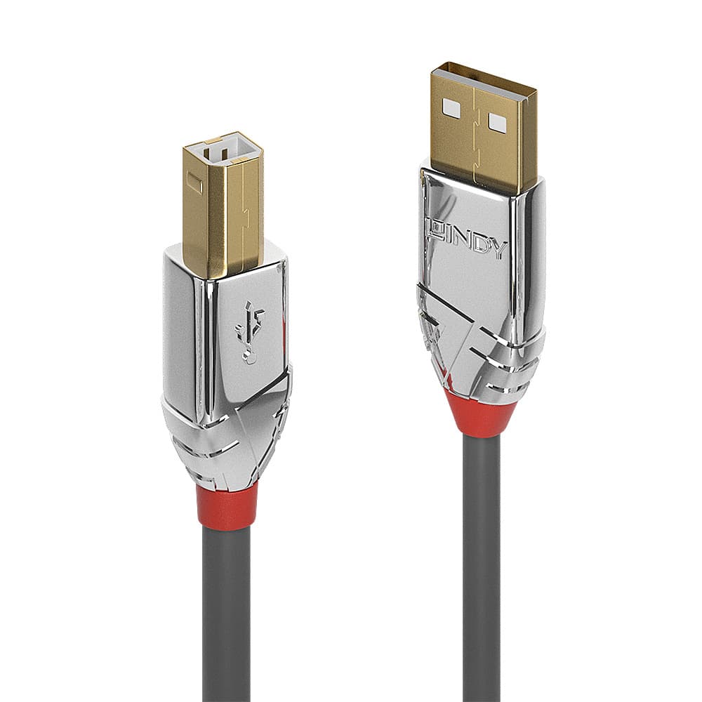 Кабел Lindy LNY-36644, от USB A(м) към USB B(м), 5m, сив