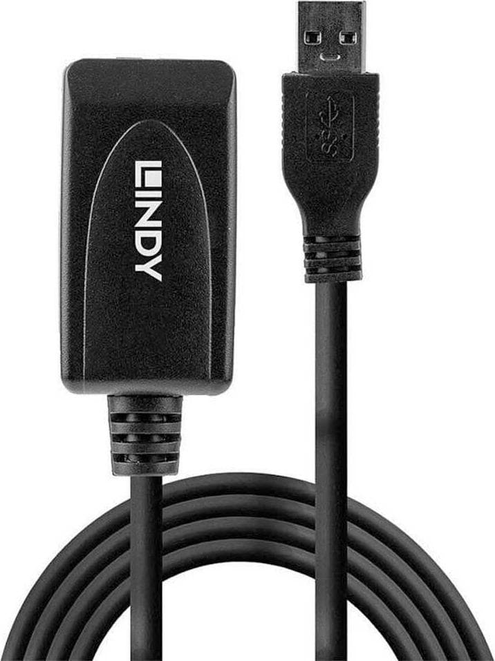 Кабел Lindy LNY-43155, от USB A(м) към USB A(ж), 5m, черен