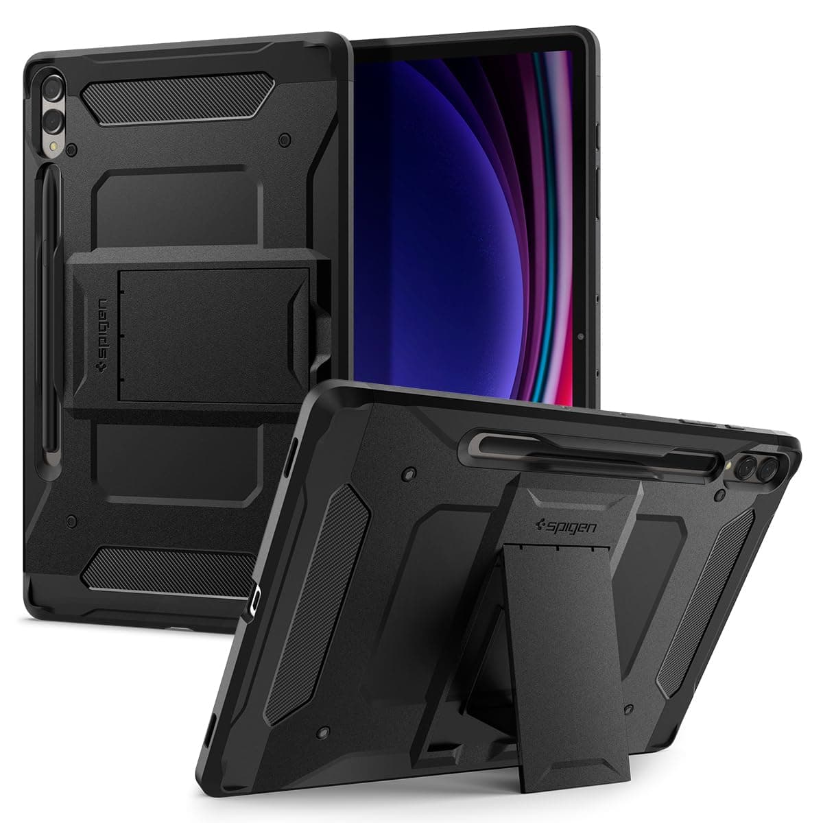 Хибриден кейс с най-висока степен на защита за Samsung Galaxy Tab S10, Tab S9 Plus - Spigen Tough Armor Pro Case (черен)
