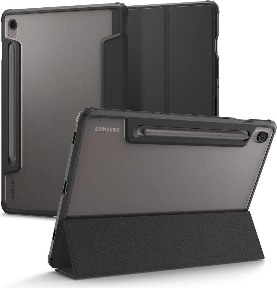 Удароустойчив хибриден кейс от най-висок клас с поставка за Samsung Galaxy Tab S10 FE - Spigen Ultra Hybrid Pro Case (черен)