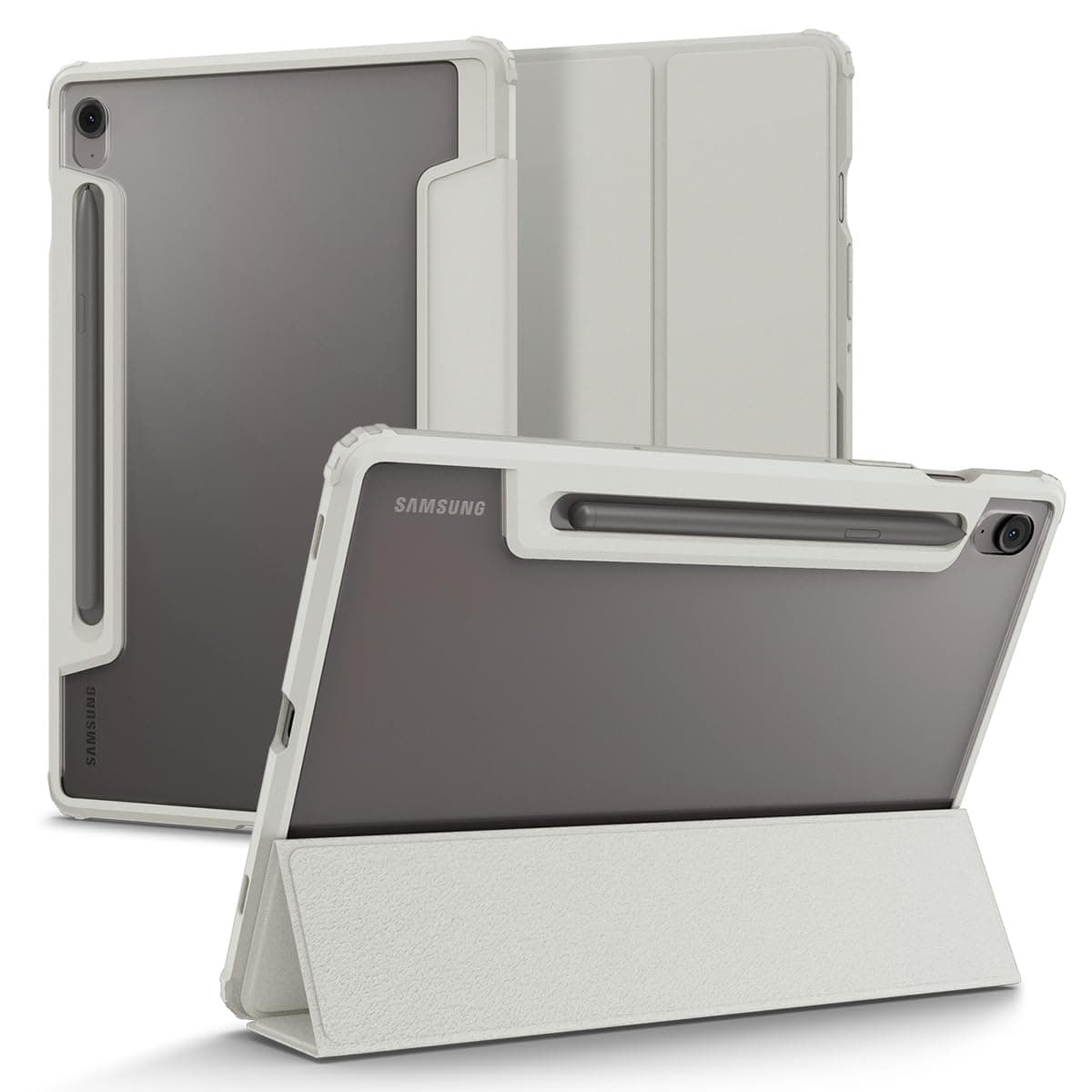 Удароустойчив хибриден кейс от най-висок клас с поставка за Samsung Galaxy Tab S10 FE - Spigen Ultra Hybrid Pro Case (сив)
