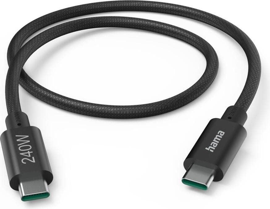 Кабел HAMA-201702, от USB-C(м) към USB-C(м), 1.5m, 240W, черен