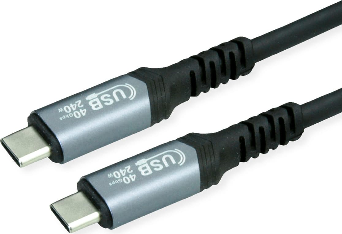Кабел Roline 11.99.9089, от USB C(м) към USB C(м), 0.8m, 240W, черен