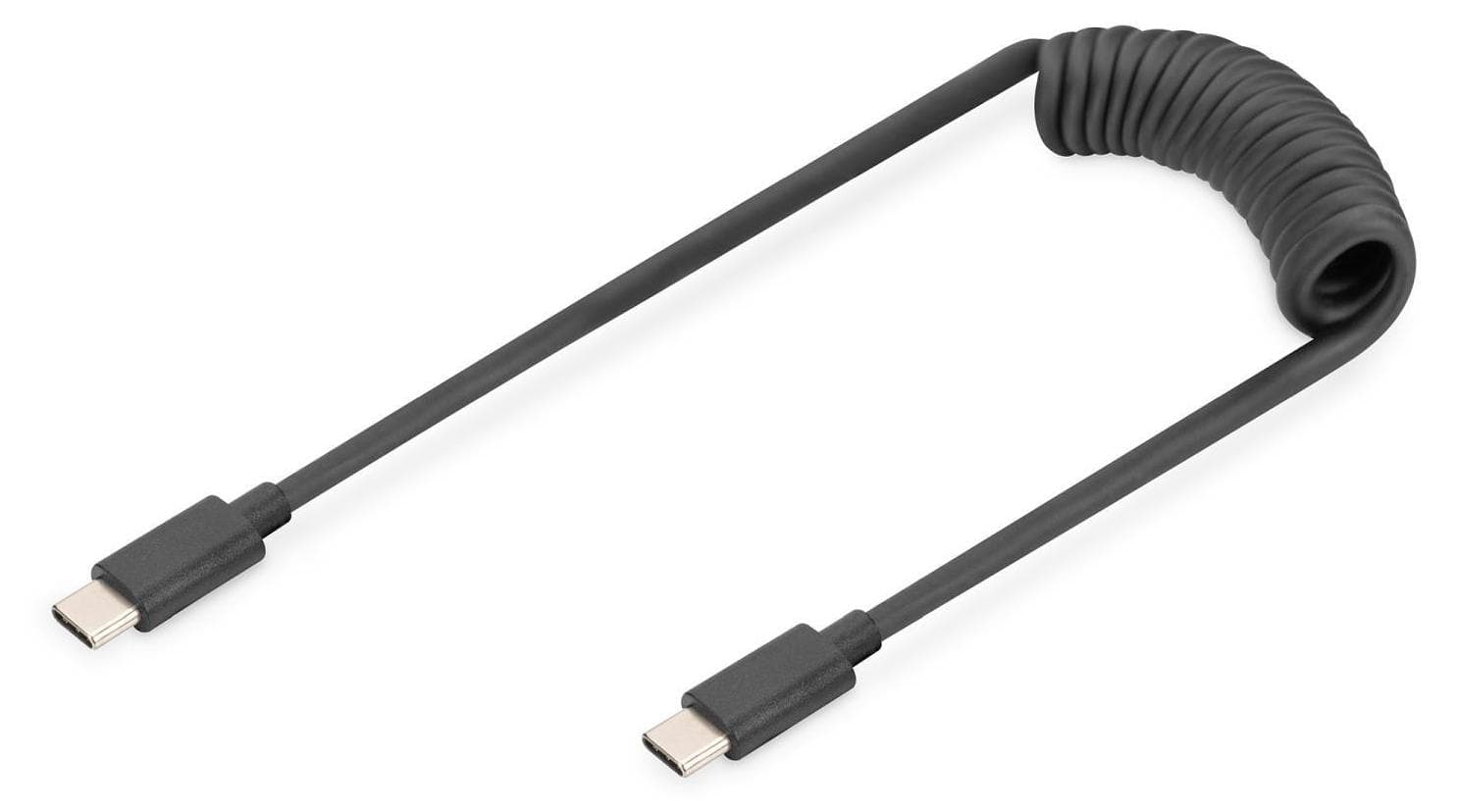 Кабел ASSMANN AK-300431-006-S, от USB C(м) към USB C(м), спирала, 1m, 60W, черен