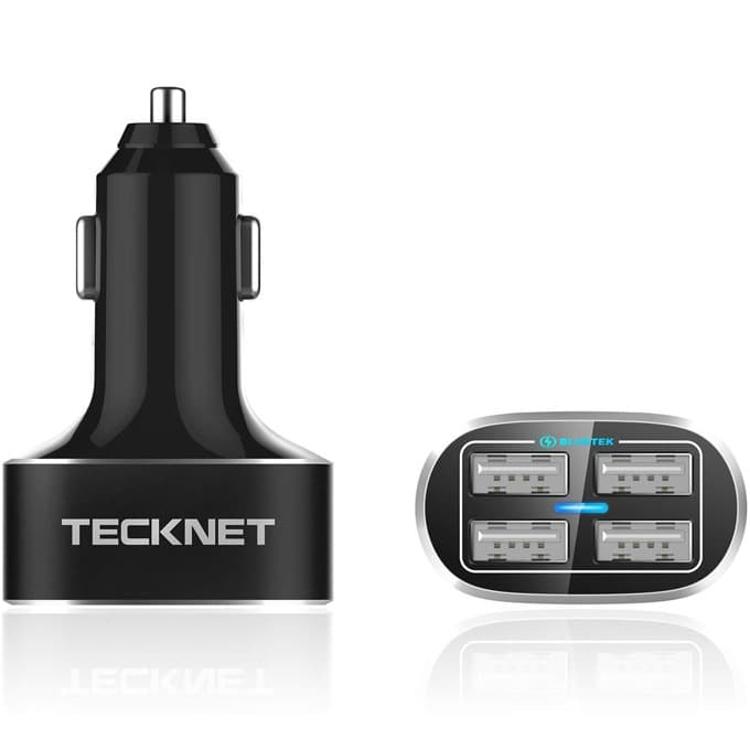Зарядно устройство за кола TeckNet PowerDash D2 за мобилни устройства, 9.6A/48W, 4xUSB порта, черно
