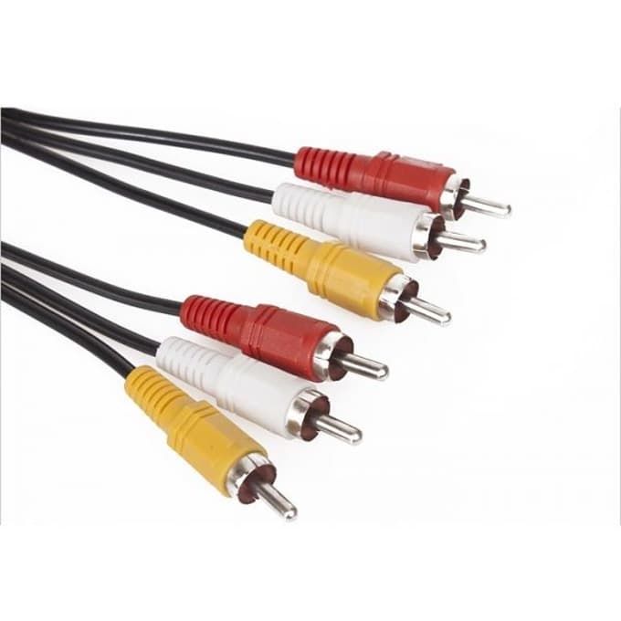 Кабел VCom CV033-1.8m, от 3x RCA Chinch(м) към 3x RCA Chinch(м), 1.8m, черен