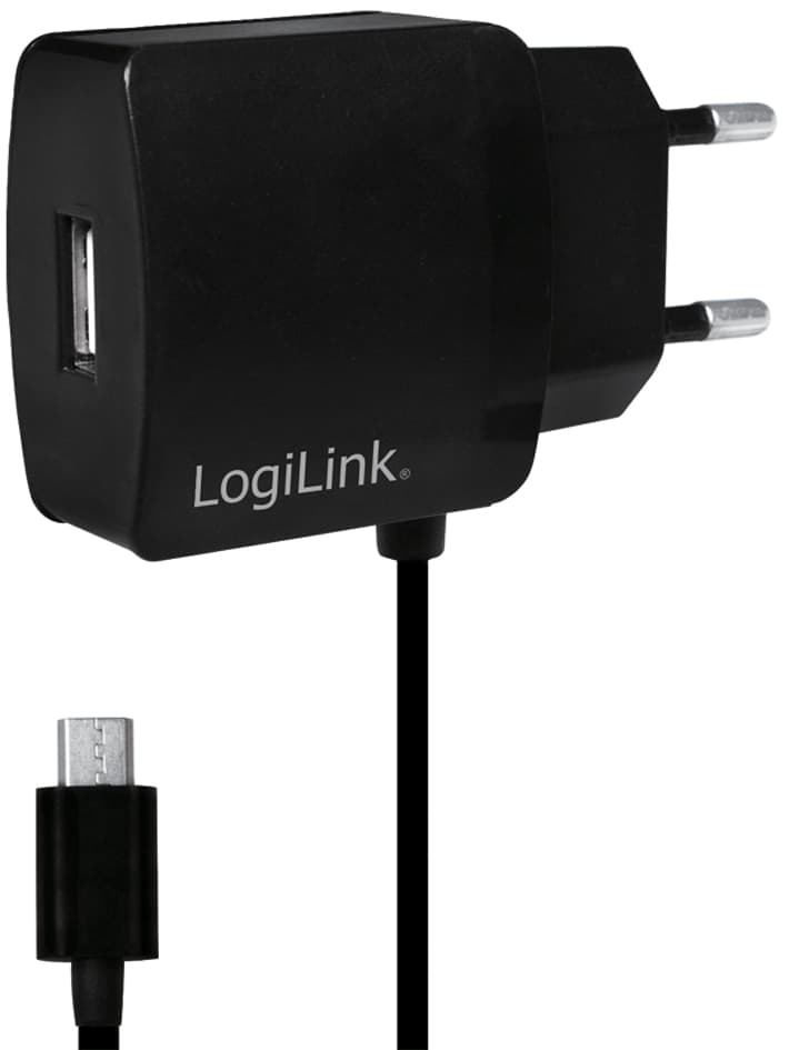 Зарядно устройство LogiLink PA0146W, от контакт към USB А (ж) + Micro USB кабел 1m, 5V, 2.1A,